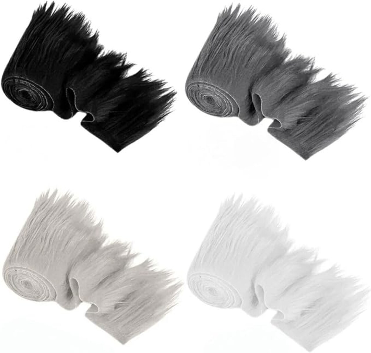 FabricLA Faux Fur Fabric | Precut Fake Fur Trim Rolls | Fur Trim for Gnome |Fuzzy Craft Fur for making Supplies | Pack of 4